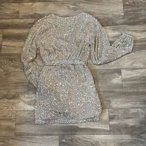 Princess Polly DANCING QUEEN Sequin Wrap Mini Dress